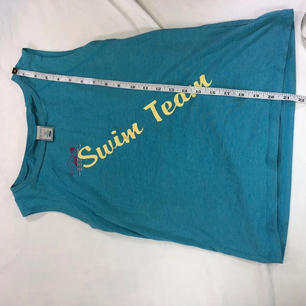 Old Navy Swim Team Graphic Sleeveless Muscle Tee Teal XXL Kids Girls